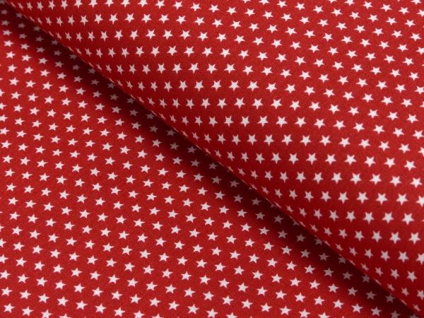 Baumwoll Druck Sterne Rot/ Weiß 2,5 mm